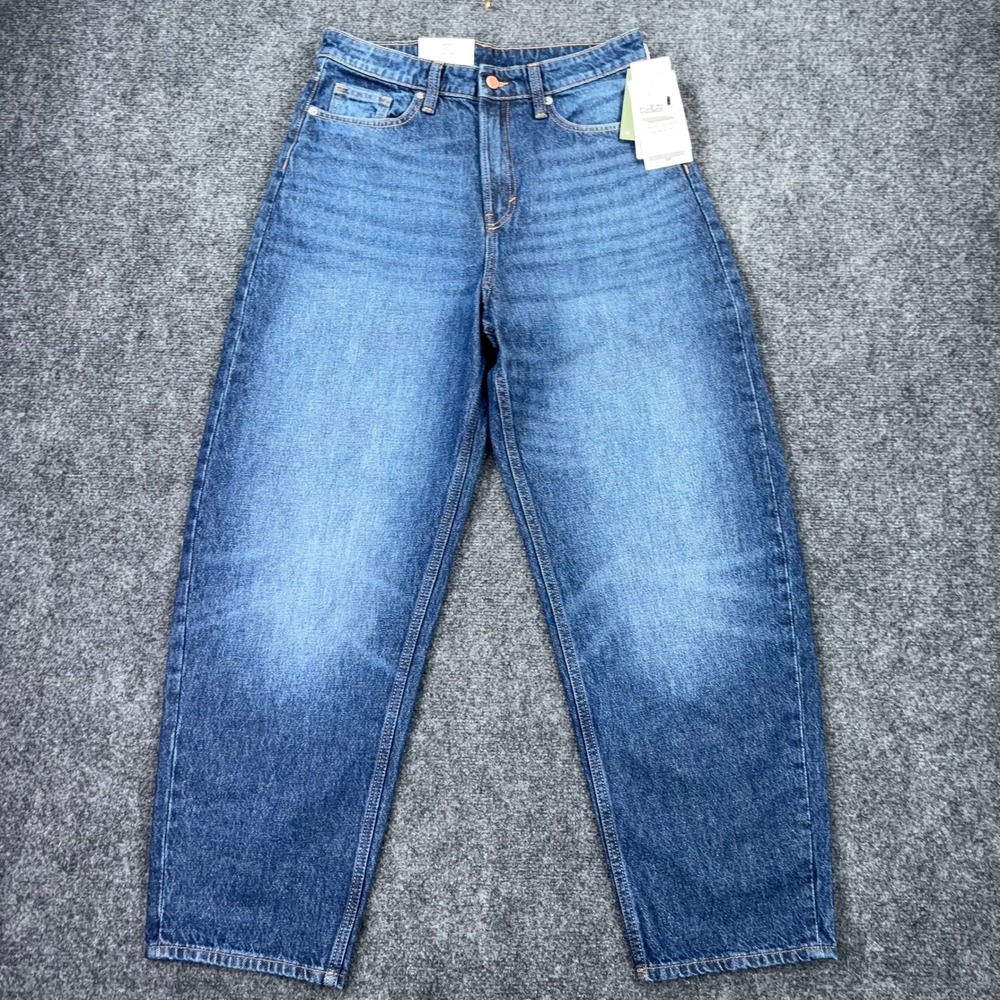 HM Denim Nouvelle Generation Blue High Waist Barrel Leg Jeans Size 6 NEW